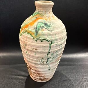 NEMADJI Pottery USA Orange Swirl Splash Vase